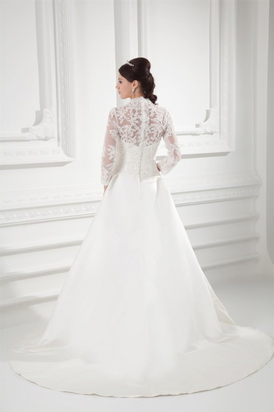 Satin Lace Fine Netting 3/4 Length Sleeve V-Neck New Arrival Wedding Dresses 2031269 Satin Lace Fine Netting 3/4 Length Sleeve V-Neck New Arrival Wedding Dresses 2031269