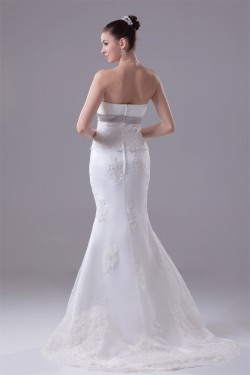 Elegant Sleeveless Satin Organza Mermaid/Trumpet Wedding Dresses 2030127