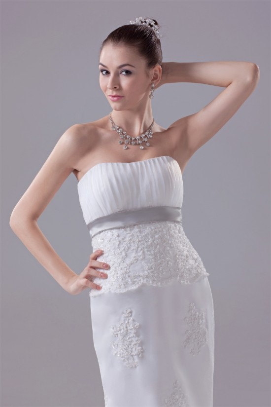 Elegant Sleeveless Satin Organza Mermaid/Trumpet Wedding Dresses 2030127