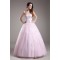 Satin Fine Netting Floor-Length Strapless Beaded Wedding Dresses 2031270