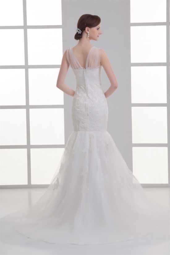 Satin Fine Netting Mermaid/Trumpet V-Neck Most Beautiful Wedding Dresses 2031271 Satin Fine Netting Mermaid/Trumpet V-Neck Most Beautiful Wedding Dresses 2031271