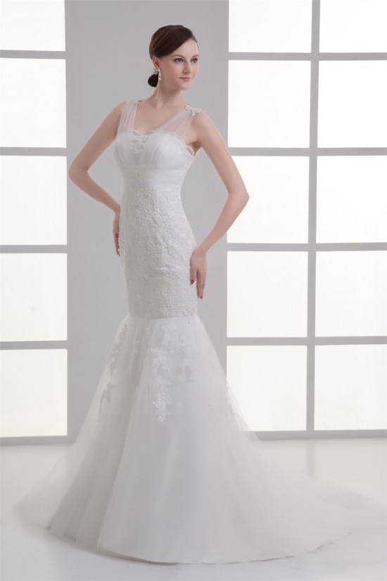 Satin Fine Netting Mermaid/Trumpet V-Neck Most Beautiful Wedding Dresses 2031271 Satin Fine Netting Mermaid/Trumpet V-Neck Most Beautiful Wedding Dresses 2031271
