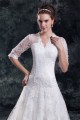 Satin Lace A-Line V-Neck Half Elbow Sleeve Sweet Wedding Dresses 2031272