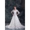 Satin Lace A-Line V-Neck Half Elbow Sleeve Sweet Wedding Dresses 2031272