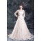 Satin Lace Long Sleeve A-Line High-Neck New Arrival Wedding Dresses 2031274