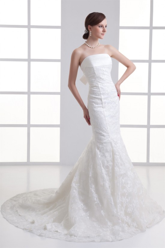Satin Lace Mermaid/Trumpet Sleeveless Strapless Wedding Dresses 2031277 Satin Lace Mermaid/Trumpet Sleeveless Strapless Wedding Dresses 2031277