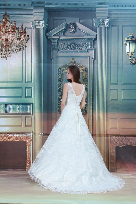 Satin Lace Organza A-Line Sleeveless High-Neck Sweet Wedding Dresses 2031279 Satin Lace Organza A-Line Sleeveless High-Neck Sweet Wedding Dresses 2031279