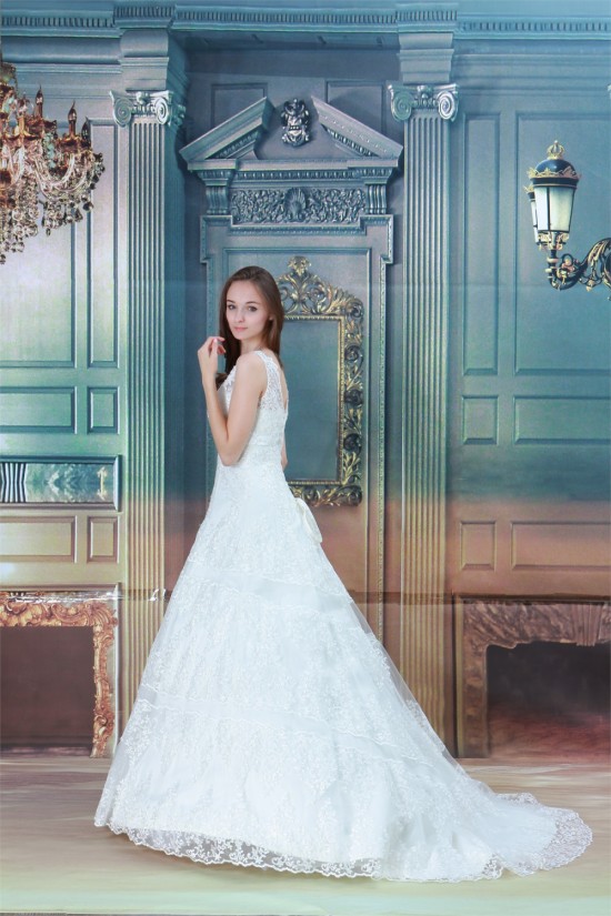 Satin Lace Organza A-Line Sleeveless High-Neck Sweet Wedding Dresses 2031279 Satin Lace Organza A-Line Sleeveless High-Neck Sweet Wedding Dresses 2031279