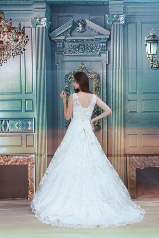Satin Lace Organza A-Line Sleeveless High-Neck Sweet Wedding Dresses 2031279 Satin Lace Organza A-Line Sleeveless High-Neck Sweet Wedding Dresses 2031279