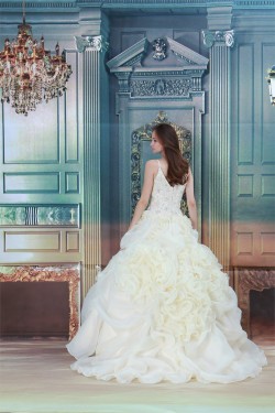 Satin Lace Sleeveless Ball Gown Spaghetti Straps New Arrival Wedding Dresses 2031280