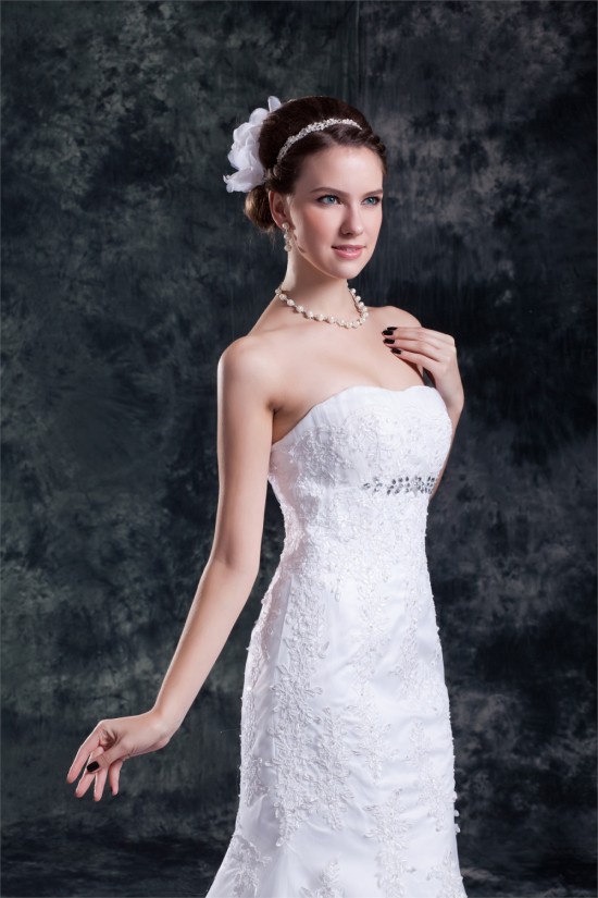 Satin Net Sweetheart Mermaid/Trumpet Sleeveless Wedding Dresses 2031283 Satin Net Sweetheart Mermaid/Trumpet Sleeveless Wedding Dresses 2031283