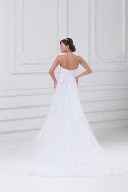 Satin Net Sweetheart Sleeveless A-Line Most Beautiful Wedding Dresses 2031284