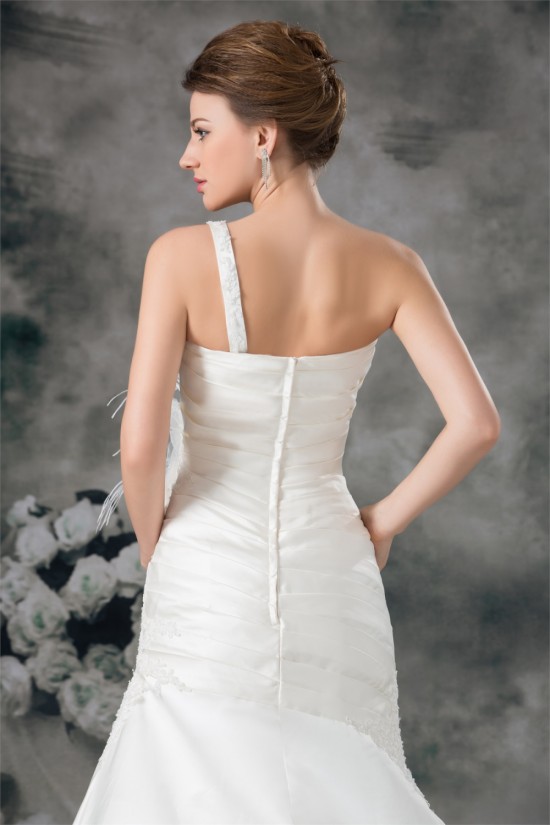 Satin One-Shoulder Mermaid/Trumpet Sleeveless Wedding Dresses 2031287 Satin One-Shoulder Mermaid/Trumpet Sleeveless Wedding Dresses 2031287