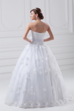 Satin Organza Ball Gown Sleeveless Strapless Embellished Wedding Dresses 2031288