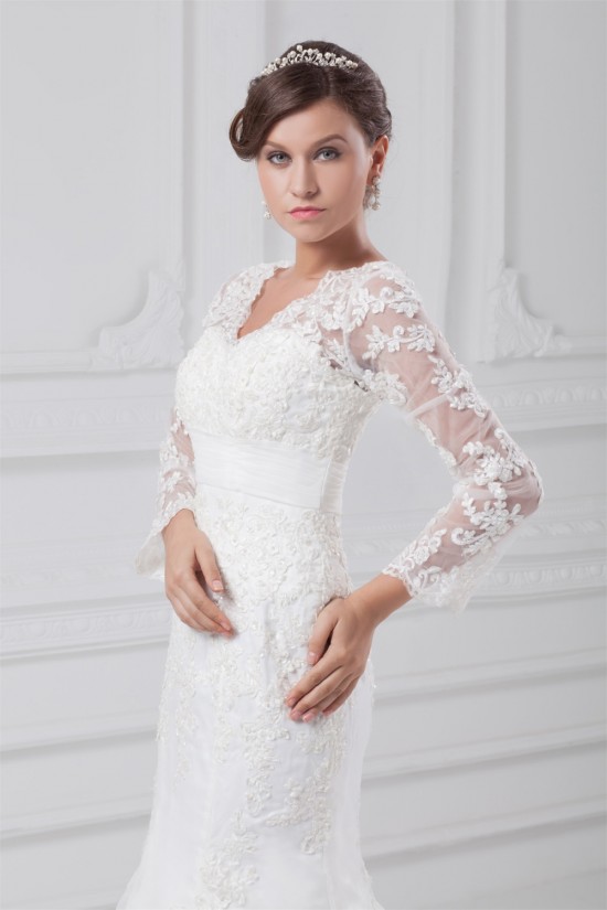 Satin Lace Organza Long Sleeve Mermaid/Trumpet Wedding Dresses 2031289 Satin Lace Organza Long Sleeve Mermaid/Trumpet Wedding Dresses 2031289