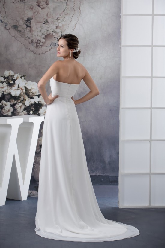 Elegant Strapless Sleeveless A-Line Chiffon Wedding Dresses 2030129 Elegant Strapless Sleeveless A-Line Chiffon Wedding Dresses 2030129