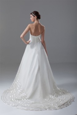 Satin Organza Sleeveless A-Line Strapless Best Wedding Dresses 2031291