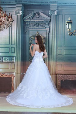 Satin Organza Sleeveless A-Line Strapless New Arrival Wedding Dresses 2031292