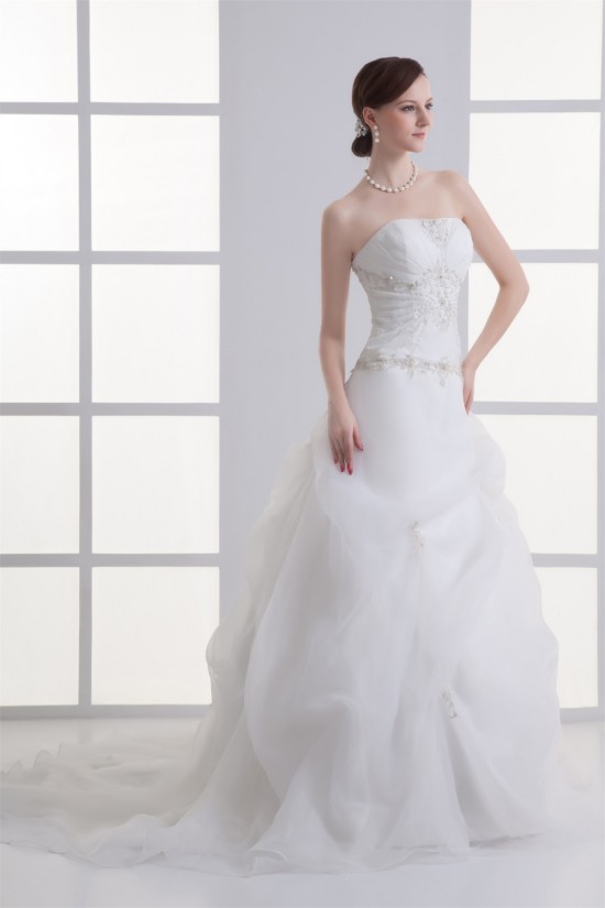 Satin Organza Sleeveless Ball Gown Strapless Embellished Wedding Dresses 2031293 Satin Organza Sleeveless Ball Gown Strapless Embellished Wedding Dresses 2031293