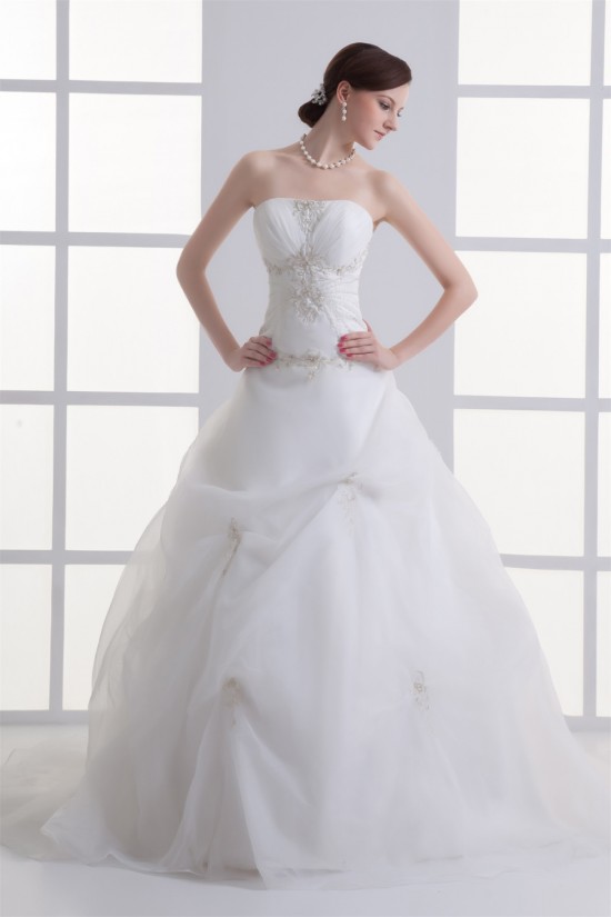 Satin Organza Sleeveless Ball Gown Strapless Embellished Wedding Dresses 2031293 Satin Organza Sleeveless Ball Gown Strapless Embellished Wedding Dresses 2031293
