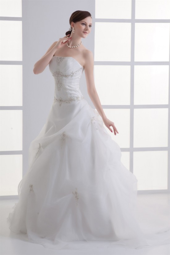 Satin Organza Sleeveless Ball Gown Strapless Embellished Wedding Dresses 2031293 Satin Organza Sleeveless Ball Gown Strapless Embellished Wedding Dresses 2031293