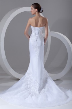 Satin Organza Sleeveless Soft Sweetheart Wedding Dresses 2031295