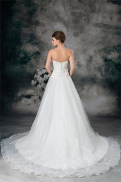 Satin Organza Sleeveless Sweetheart A-Line New Arrival Wedding Dresses 2031297