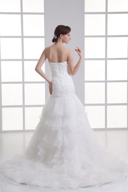 Satin Organza Strapless Sleeveless A-Line Most Beautiful Wedding Dresses 2031299
