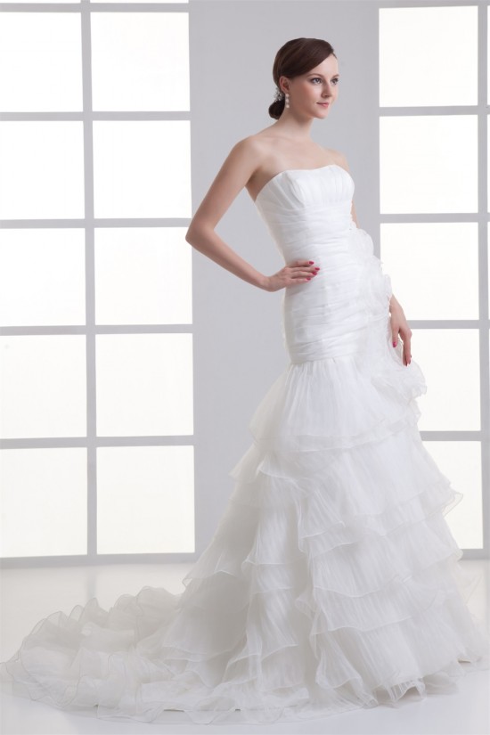 Satin Organza Strapless Sleeveless A-Line Most Beautiful Wedding Dresses 2031299 Satin Organza Strapless Sleeveless A-Line Most Beautiful Wedding Dresses 2031299