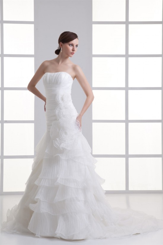 Satin Organza Strapless Sleeveless A-Line Most Beautiful Wedding Dresses 2031299 Satin Organza Strapless Sleeveless A-Line Most Beautiful Wedding Dresses 2031299