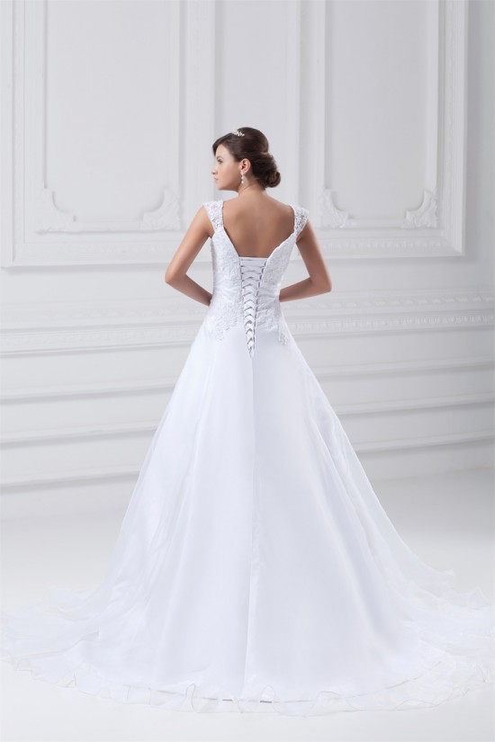 Satin Organza Straps A-Line Sleeveless Embellished Wedding Dresses 2031300 Satin Organza Straps A-Line Sleeveless Embellished Wedding Dresses 2031300