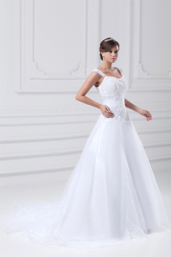 Satin Organza Straps A-Line Sleeveless Embellished Wedding Dresses 2031300 Satin Organza Straps A-Line Sleeveless Embellished Wedding Dresses 2031300