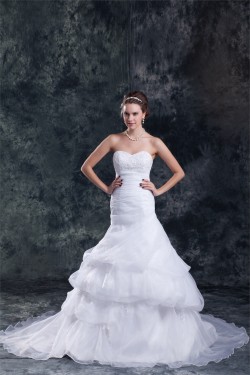 Satin Organza Sweetheart Sleeveless A-Line Most Beautiful Wedding Dresses 2031301