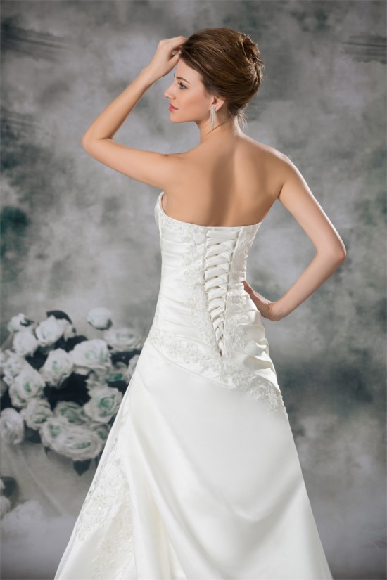 Satin Sweetheart Sleeveless A-Line Wedding Dresses 2031303