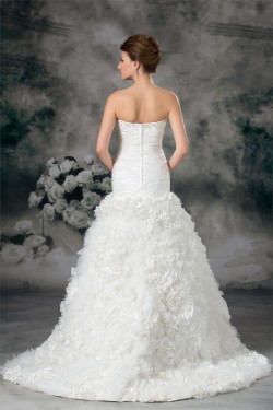 Satin Taffeta Sleeveless Sweetheart A-Line Embellished Wedding Dresses 2031305
