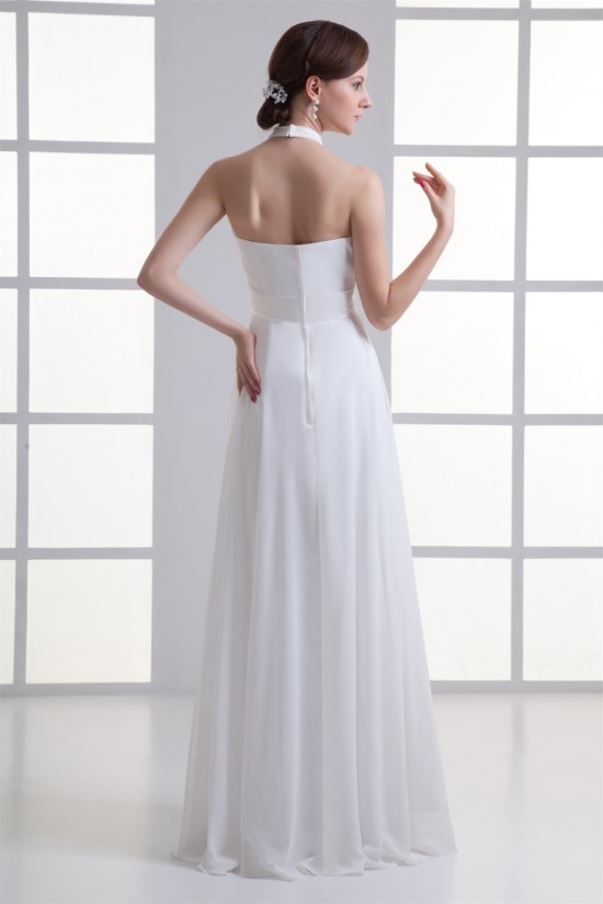 Sheath/Column Chiffon Elastic Woven Satin Halter Wedding Dresses 2031306 Sheath/Column Chiffon Elastic Woven Satin Halter Wedding Dresses 2031306