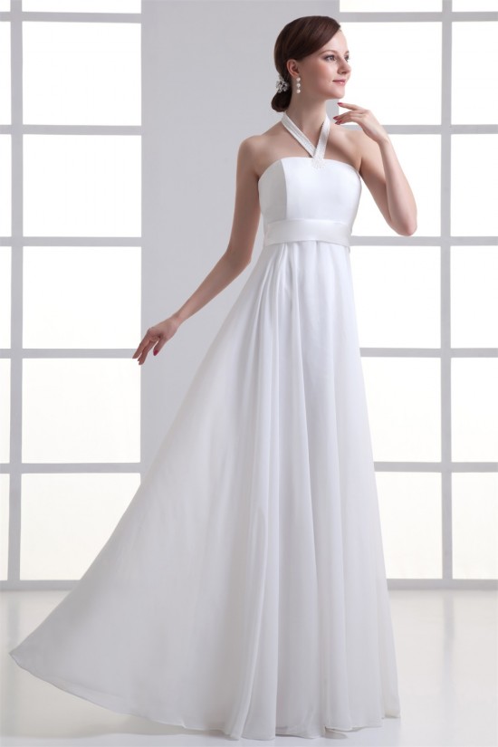 Sheath/Column Chiffon Elastic Woven Satin Halter Wedding Dresses 2031306 Sheath/Column Chiffon Elastic Woven Satin Halter Wedding Dresses 2031306