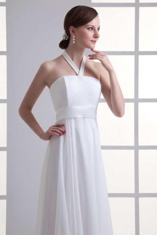 Sheath/Column Chiffon Elastic Woven Satin Halter Wedding Dresses 2031306 Sheath/Column Chiffon Elastic Woven Satin Halter Wedding Dresses 2031306