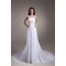 Sheath/Column Chiffon Silk like Satin One-Shoulder Beaded Wedding Dresses 2031307