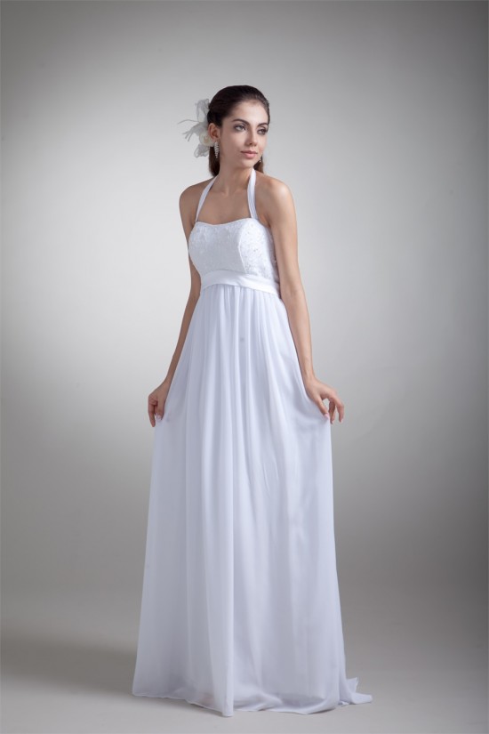 Sheath/Column Halter Sleeveless Chiffon Lace Wedding Dresses Maternity Bridal Gowns 2031308 Sheath/Column Halter Sleeveless Chiffon Lace Wedding Dresses Maternity Bridal Gowns 2031308