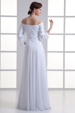 Sheath/Column Off-the-Shoulder 3/4 Length Sleeve Wedding Dresses 2031309