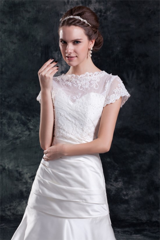 Short Sleeve Mermaid/Trumpet Bateau Satin Lace Beautiful Wedding Dresses 2031312 Short Sleeve Mermaid/Trumpet Bateau Satin Lace Beautiful Wedding Dresses 2031312