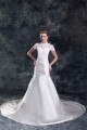 Short Sleeve Mermaid/Trumpet Bateau Satin Lace Beautiful Wedding Dresses 2031312 Short Sleeve Mermaid/Trumpet Bateau Satin Lace Beautiful Wedding Dresses 2031312