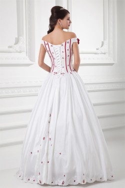 Sleeveless A-Line Off-the-Shoulder Satin Wedding Dresses with Color 2031313