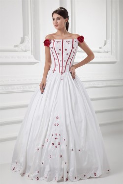 Sleeveless A-Line Off-the-Shoulder Satin Wedding Dresses with Color 2031313