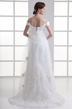 A-Line Satin Fine Netting Off-the-Shoulder Wedding Dresses Maternity Wedding Dresses 2031314