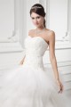 Sleeveless A-Line Strapless Satin Fine Netting Beaded Lace Wedding Dresses 2031315