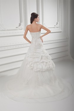 Sleeveless Ball Gown Taffeta Tulle Sweetheart Embellished Wedding Dresses 2031318