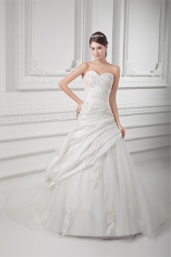 Sleeveless Ball Gown Taffeta Tulle Sweetheart Embellished Wedding Dresses 2031318