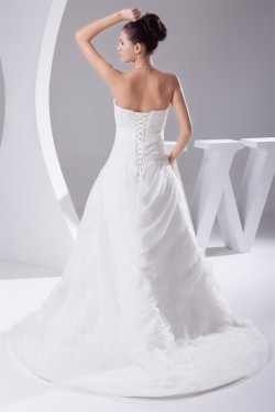 Fantastic A-Line Satin Organza Lace Sweetheart Wedding Dresses 2030132